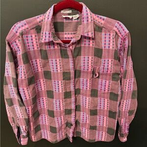 Pink and Black Checkered Button Down Shirt